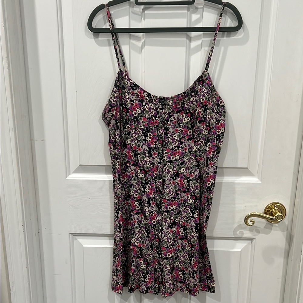 Black and Pink Sleeveless Camisole Dress with Spaghetti Straps